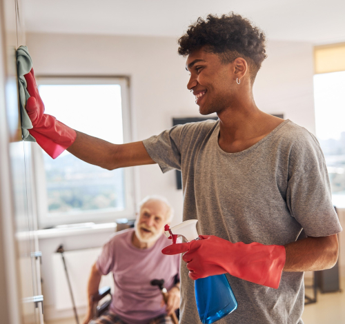NDIS House Cleaning Services Campbellfield – support worker providing domestic cleaning assistance for NDIS participant